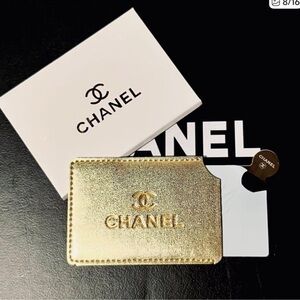 CHANEL Card Holder Mirror Metallic Gold VIP Gift Wallet